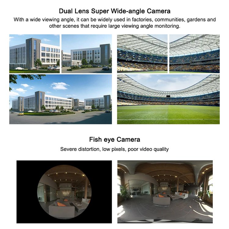 Super Wide-angle Solar Network Camera 4G Dual Lens 8MP 180 Degree Wifi Camera Indoor H.265 Wi-fi Solar Camera on Sale