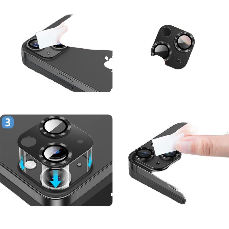 Metal Full Cover Camera Screen Lens Protector for iPhone 16 15 14 Pro Max Mini Tempered Glass Aluminum Alloy Film