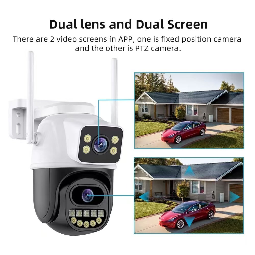 ICSEE 6MP Gun Ball Binocular Camera Outdoor Waterproof AI Mobile Remote WiFi Monitoring 4G Poe Network NVR Data Storage Options