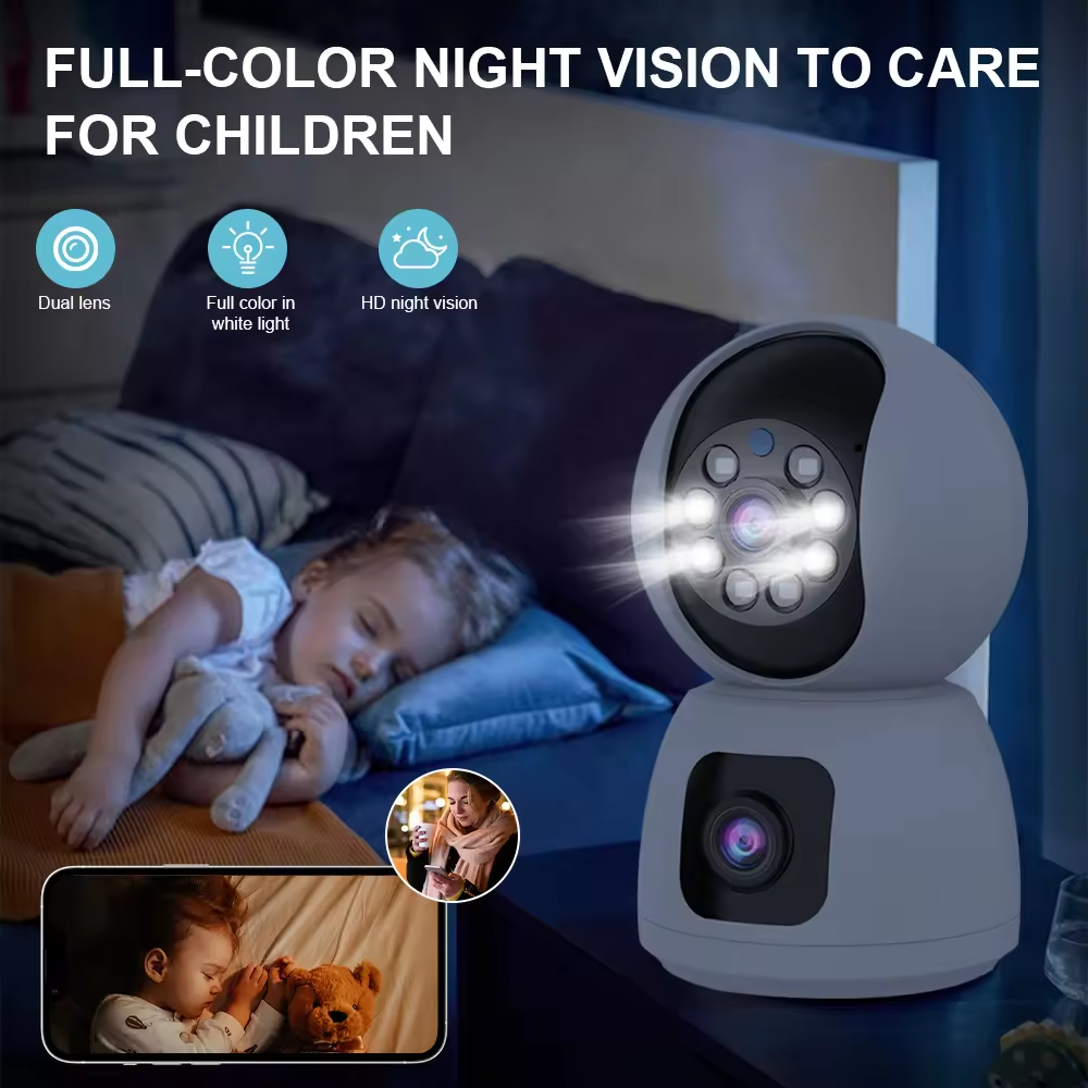 Home Security 2-way Audio WiFi CCTV Camera 2MP Dual Lens 360 Panoramic P2P Wireless Baby Dog Monitor Analog Cam