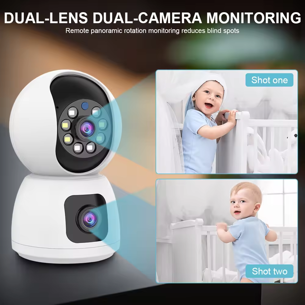 Home Security 2-way Audio WiFi CCTV Camera 2MP Dual Lens 360 Panoramic P2P Wireless Baby Dog Monitor Analog Cam