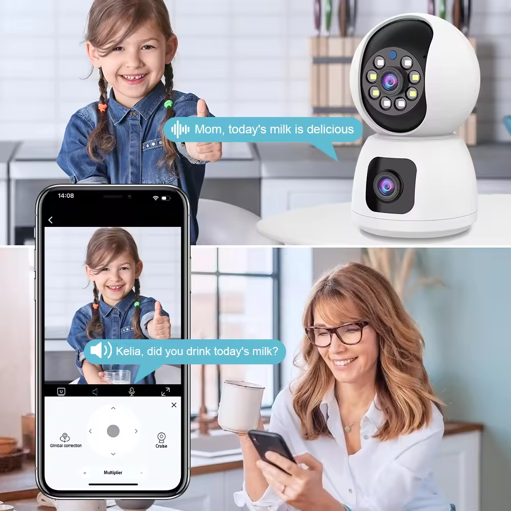 Home Security 2-way Audio WiFi CCTV Camera 2MP Dual Lens 360 Panoramic P2P Wireless Baby Dog Monitor Analog Cam
