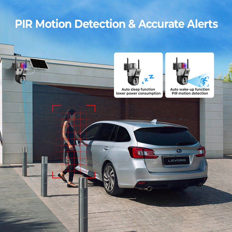 Full HD 4MP wireless network intelligent solar energy alert ptz camera outdoor farm 4g lte v380 wifi solar dual cameras