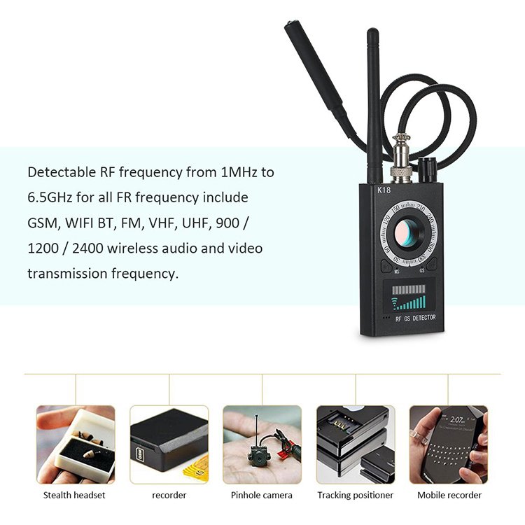 K18 drop shipping GPS GSM Radio Scanner Private Protect portable anti spy detector wireless spy hidden camera detector finder