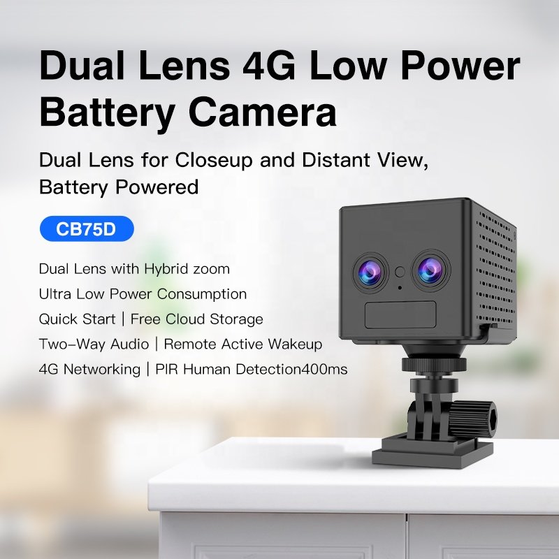 4mp 4G Sim Card Dual Lens With Zoom Hd Infrared Night Vision Home Security Wireless Wifi Human Detection Mini Camera