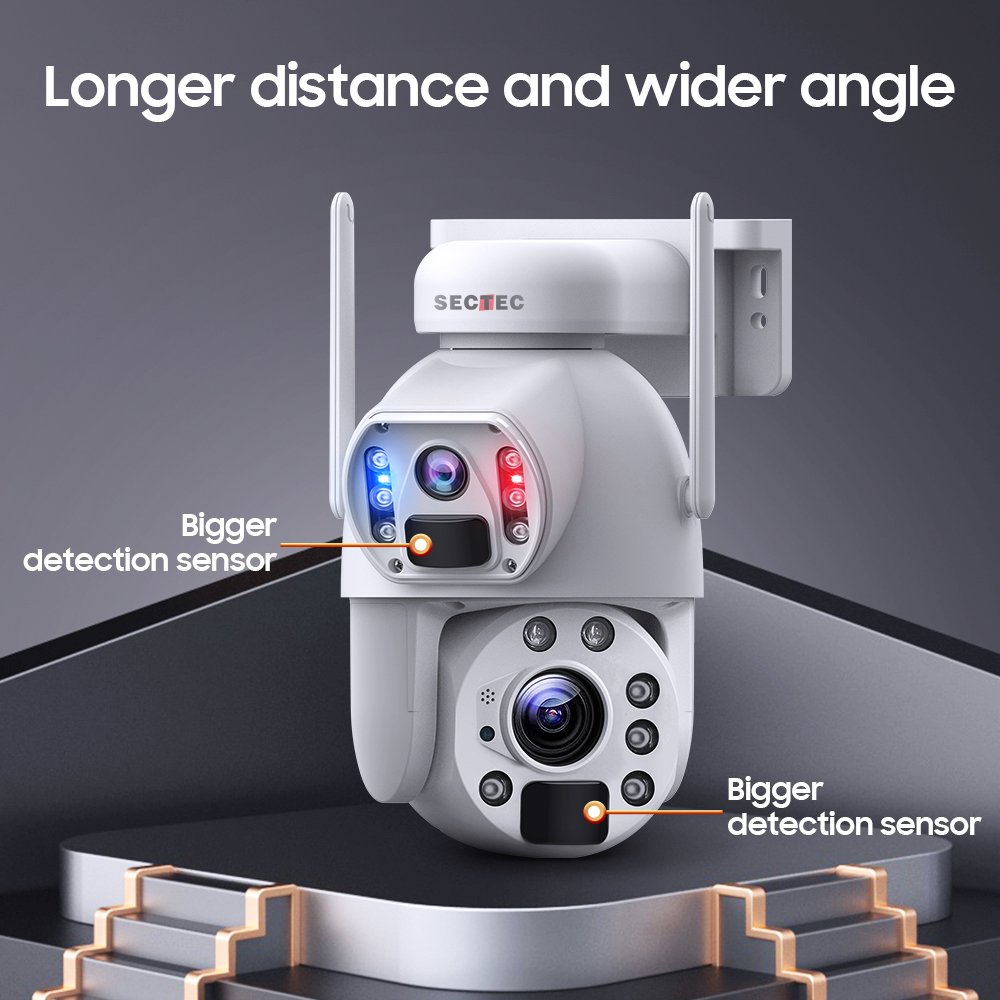 2024 Sectec 3K HD 20X Zoom Dual Lens 6MP 4G Solar Camera Security System Outdoor Ptz WiFi IP Network Camera
