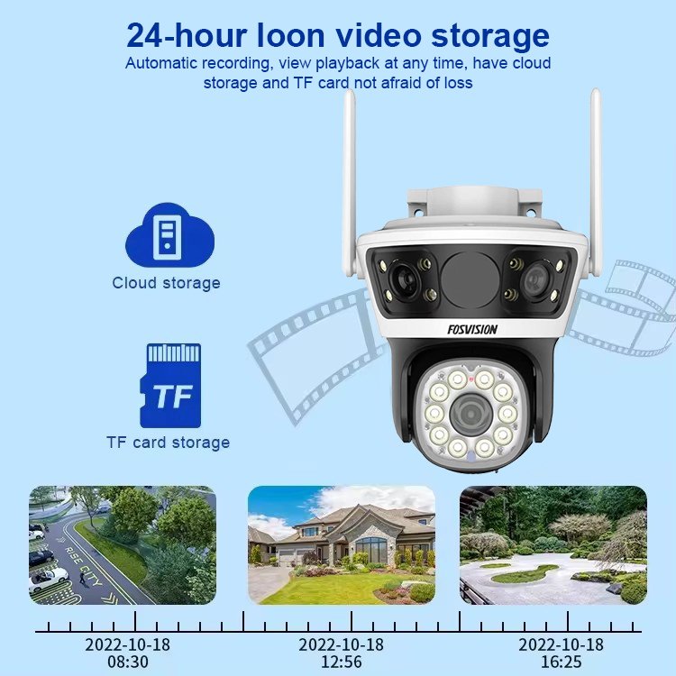 Fosvision 2024 New product IP66 WIFI Camera Three Screens Display 6MP Camera Smart Home PTZ P6SLite Wireless IP Cameras