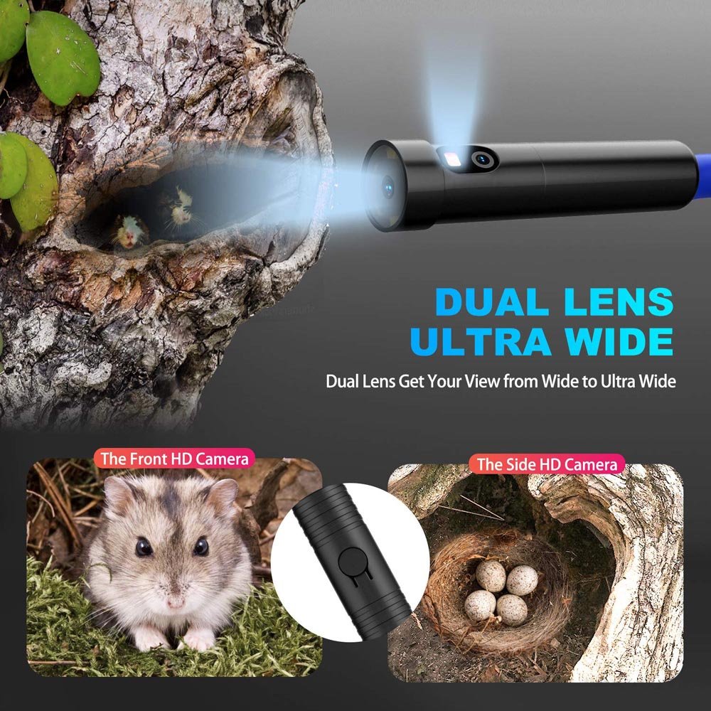 Pipe Sewer Inspection two Camera Dual Lens 1080P Industrial Endoscope 4.3 Screen Waterproof Borescope Snake with 7 LED PQ307