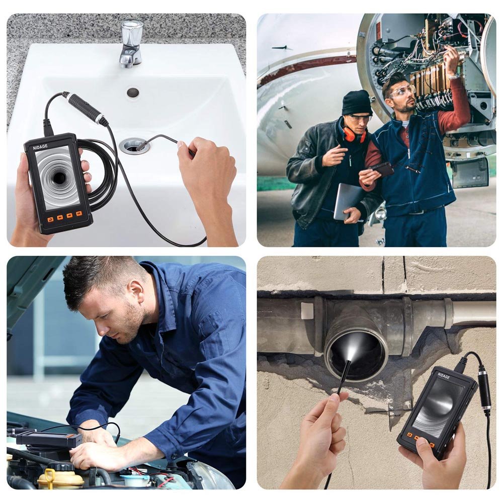Pipe Sewer Inspection two Camera Dual Lens 1080P Industrial Endoscope 4.3 Screen Waterproof Borescope Snake with 7 LED PQ307