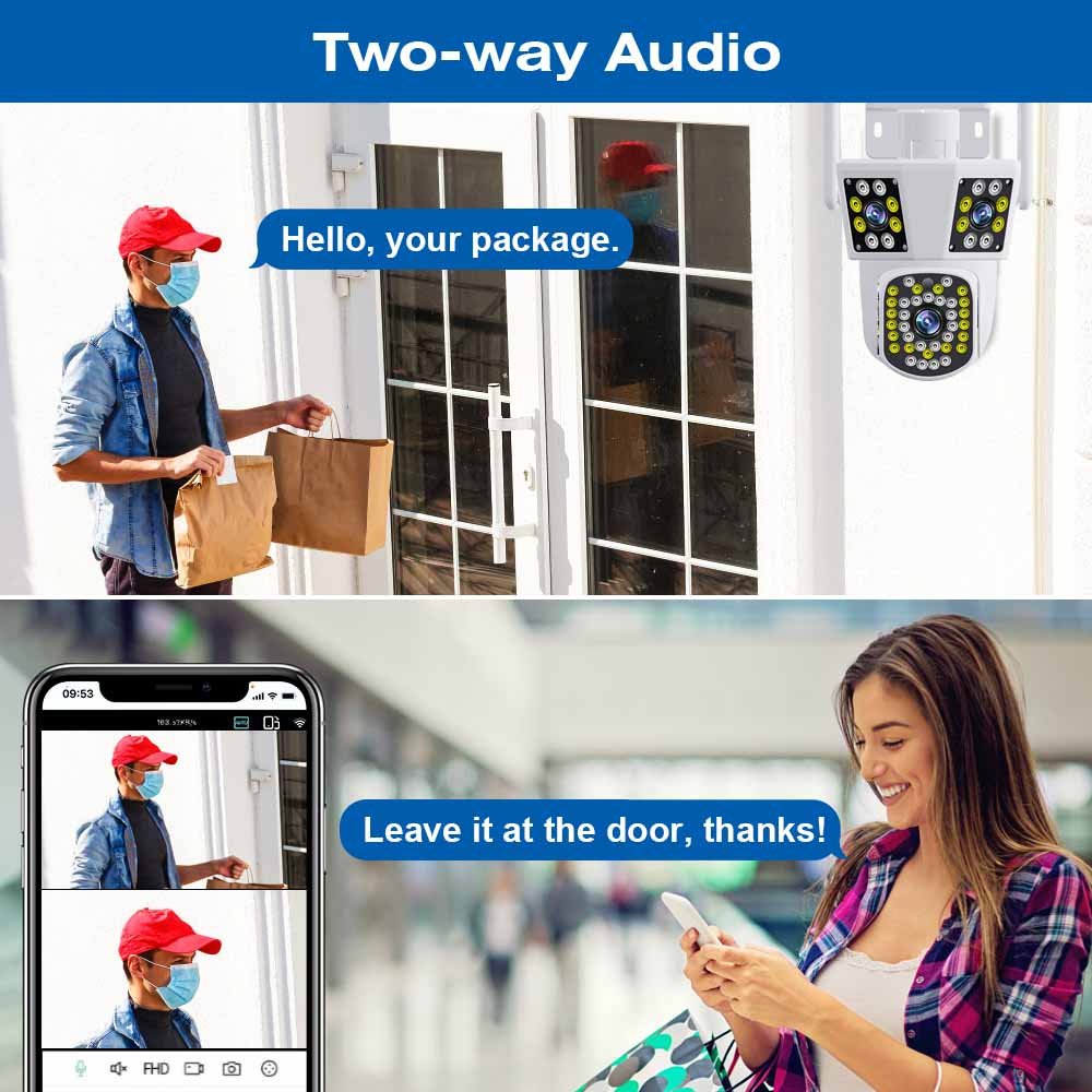 Hot Selling IPC360 12MP 3-Lens CCTV Camera Home Smart Indoor Wireless Wifi Network IP66 Waterproof APP CMOS P2P Connectivity