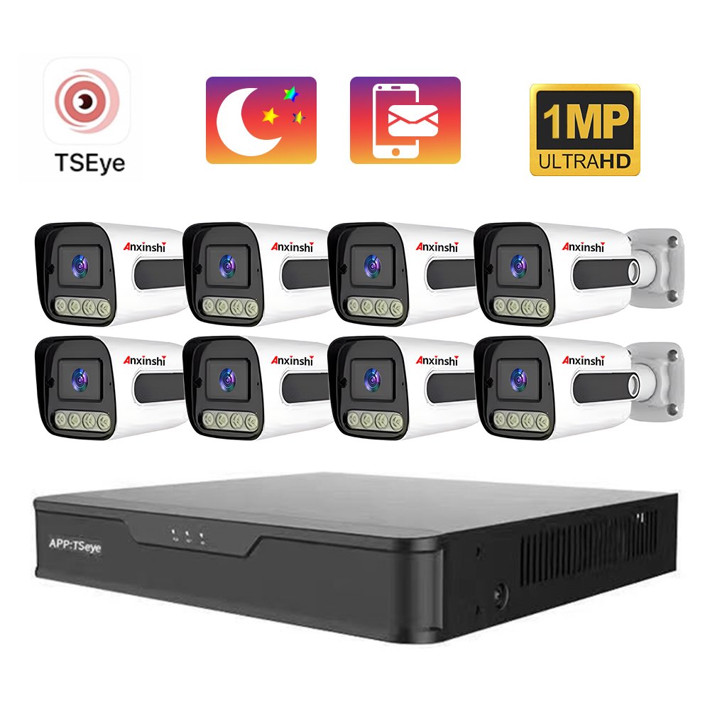 Anxinshi Brand 1MP 2MP 5MP 8 Channel ahd dvr with 8 cameras kits