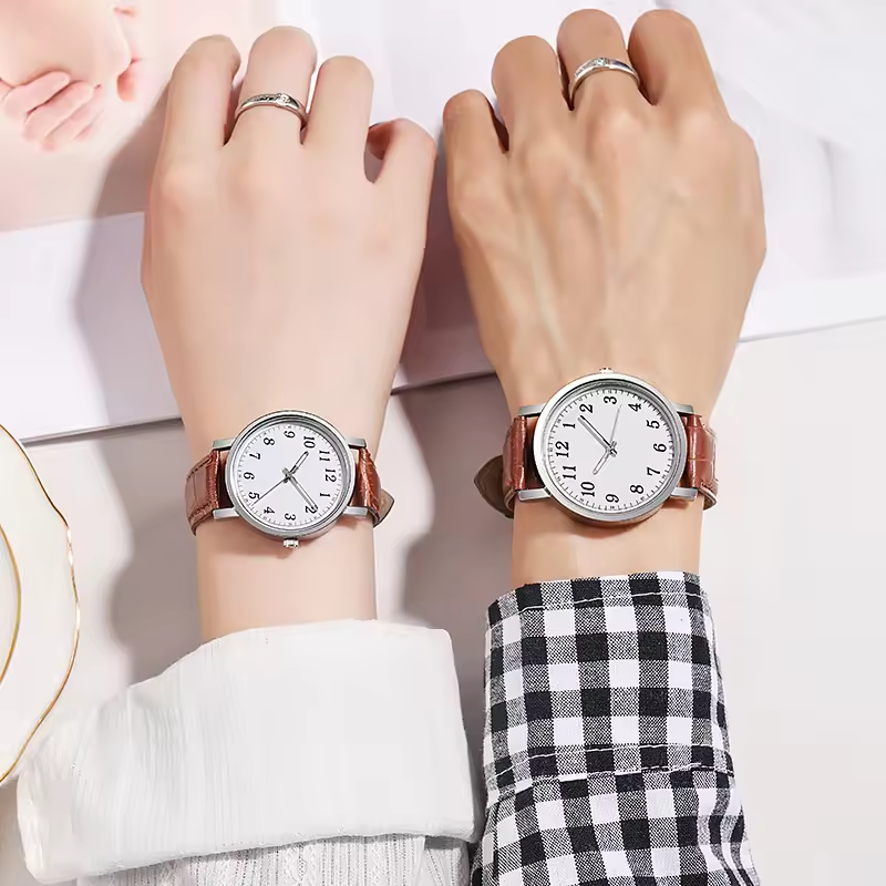 Couple Analog Watches High-grade Leather Watch For Lover Casual Quartz Clock Classic Retro Wristwatch Girlfriend Boyfriend Gift