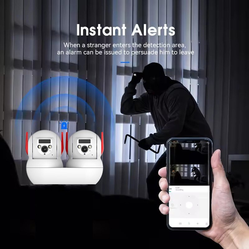 Wistino 6MP indoor dual lens camera color night vision 360 degree no blind spot monitoring wifi camera