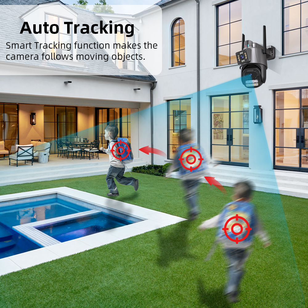 6MP Dual Screen Dual Lens Network Camera WIFI PTZ Camera Outdoor Waterproof Auto Tracking Security Camera ICSEE