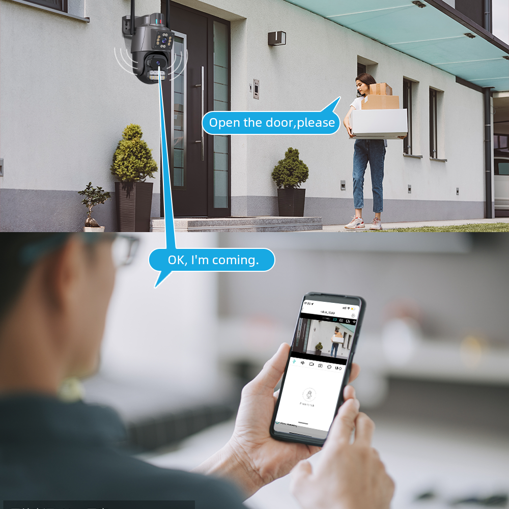 6MP Dual Screen Dual Lens Network Camera WIFI PTZ Camera Outdoor Waterproof Auto Tracking Security Camera ICSEE