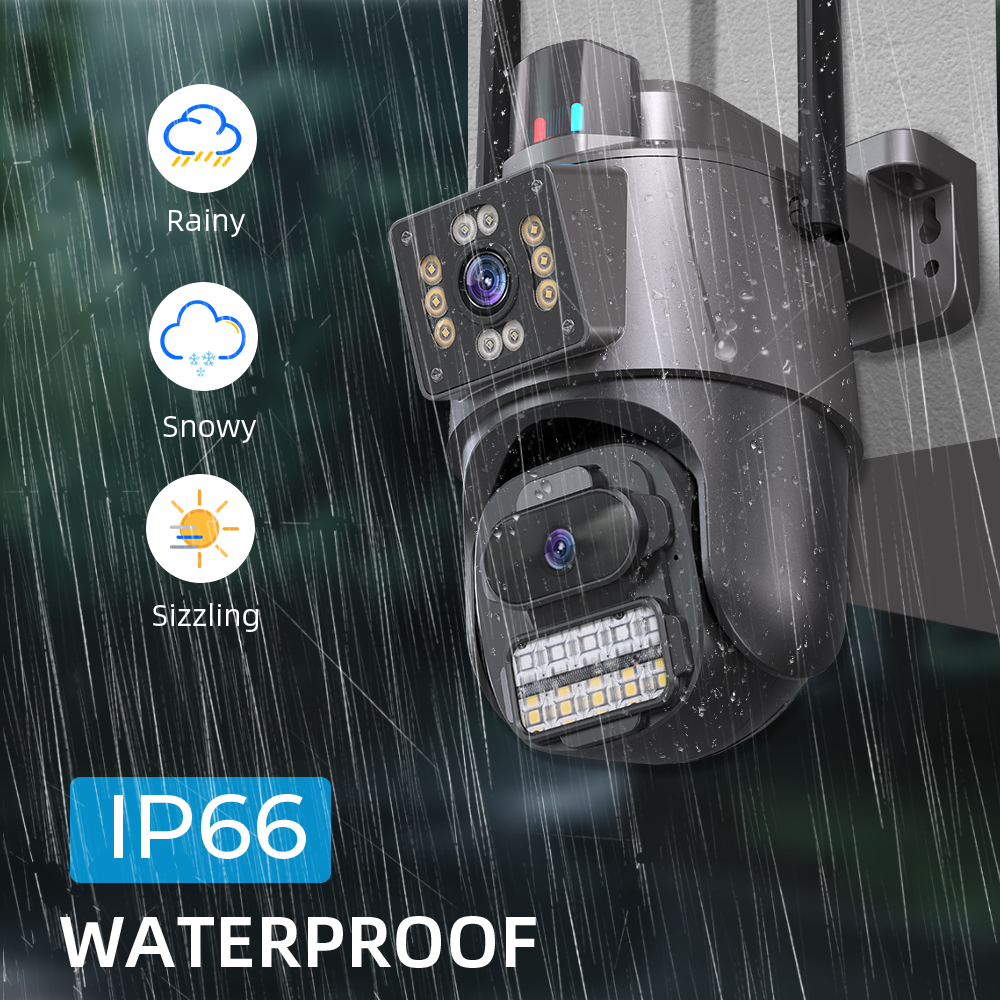 6MP Dual Screen Dual Lens Network Camera WIFI PTZ Camera Outdoor Waterproof Auto Tracking Security Camera ICSEE