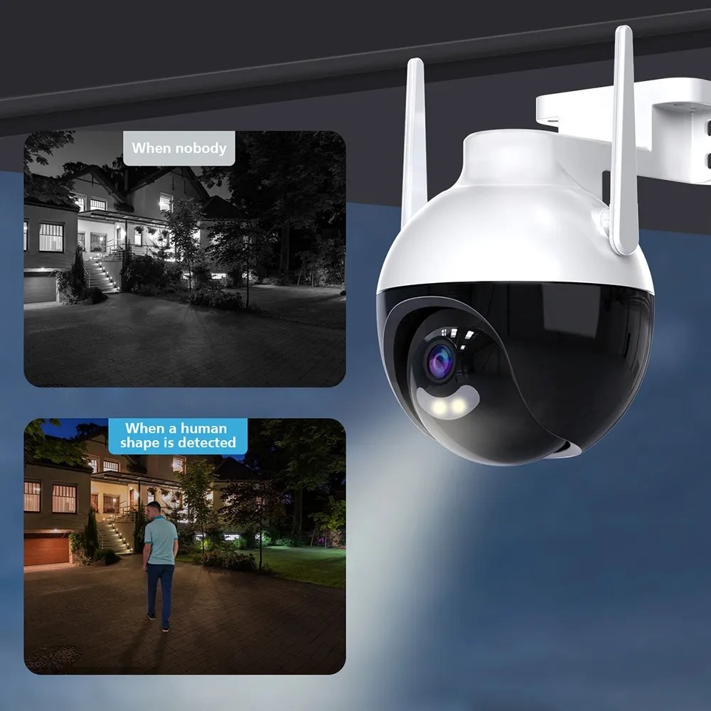 ICsee Outdoor 4MP Smart Home Wireless PTZ CCTV Camera IP Security Cameras Auto Tracking WiFi Mini Network Camera Support Alexa