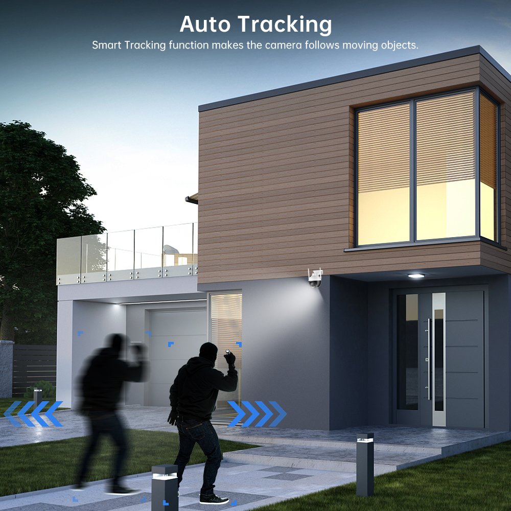 ICsee Outdoor 4MP Smart Home Wireless PTZ CCTV Camera IP Security Cameras Auto Tracking WiFi Mini Network Camera Support Alexa