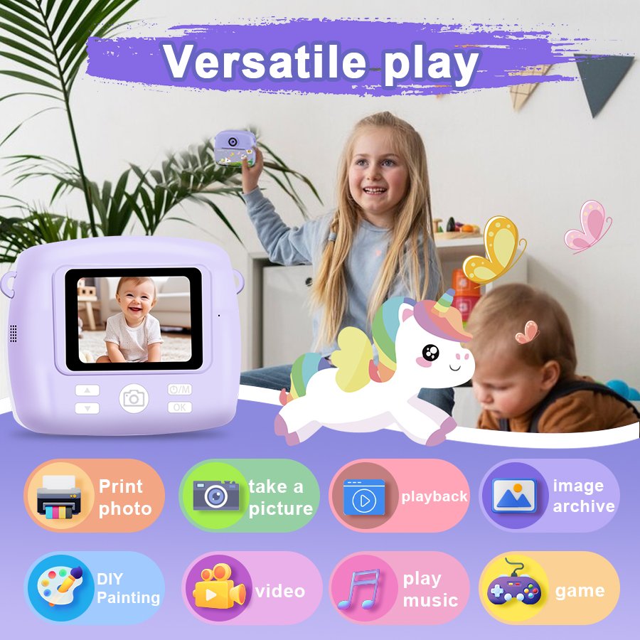 1080P Mini Camera customize Children Instant Print Selfie Toddler Camera Kids Birthday Gift Record Moments Instant Print Camera
