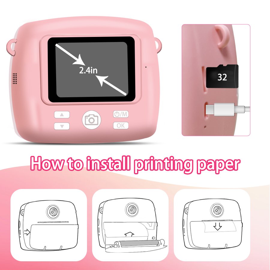 1080P Mini Camera customize Children Instant Print Selfie Toddler Camera Kids Birthday Gift Record Moments Instant Print Camera