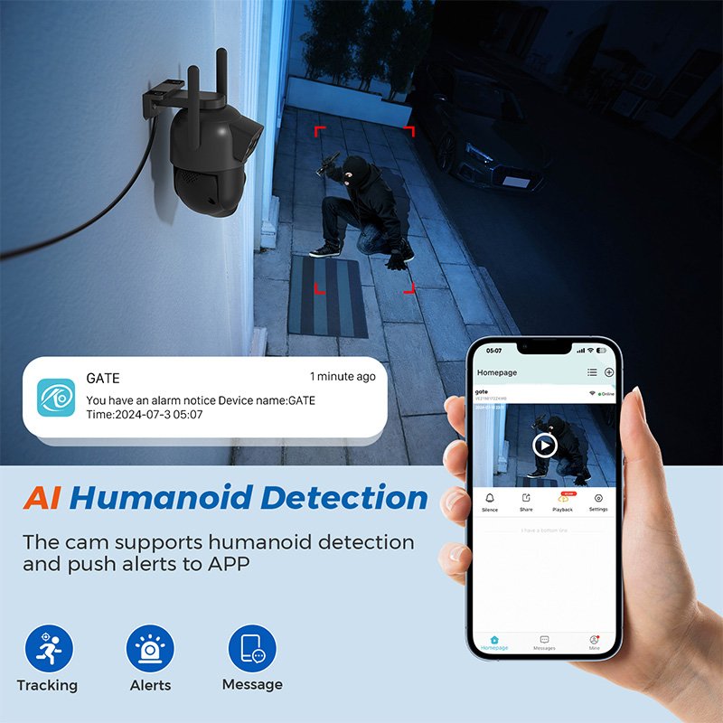 Wistino 4k dual lens ccvt camera security night vision full color motion detection mi camera 360 home security