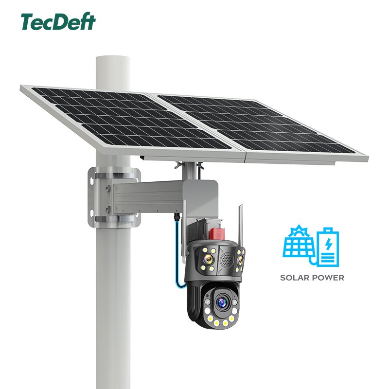 TecDeft Three Lens 4G Cctv Camera 12mp Bullet Wifi Security Solar System With Full Night Vision Auto Network Camera wifi