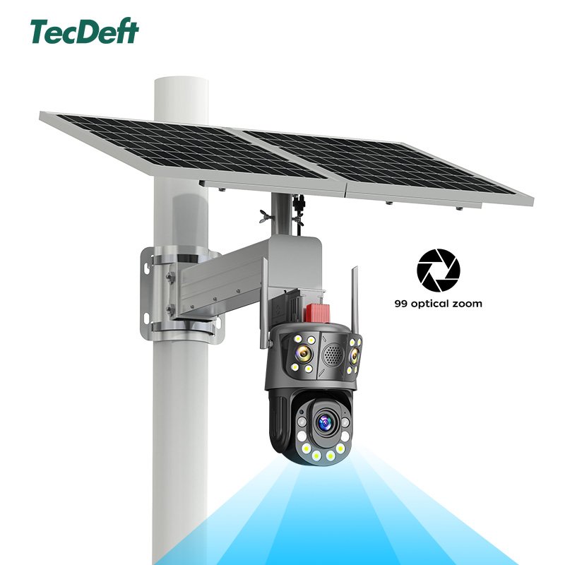 TecDeft Three Lens 4G Cctv Camera 12mp Bullet Wifi Security Solar System With Full Night Vision Auto Network Camera wifi