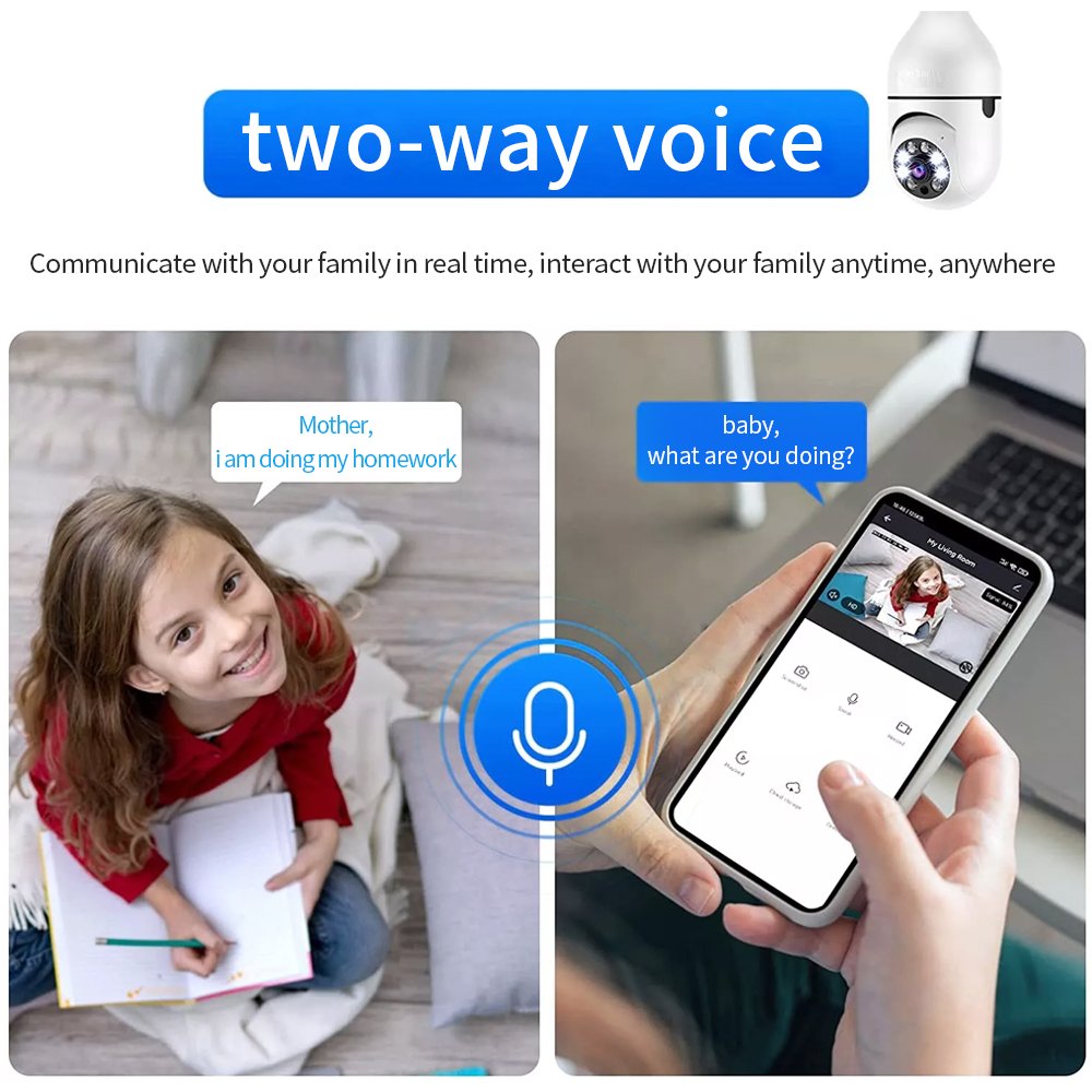E27 Bulb Lamp Camera 1080P Wifi PTZ Camera IR Night Vision Home Security Network Camera Wifi Outdoor Indoor 1080p 360