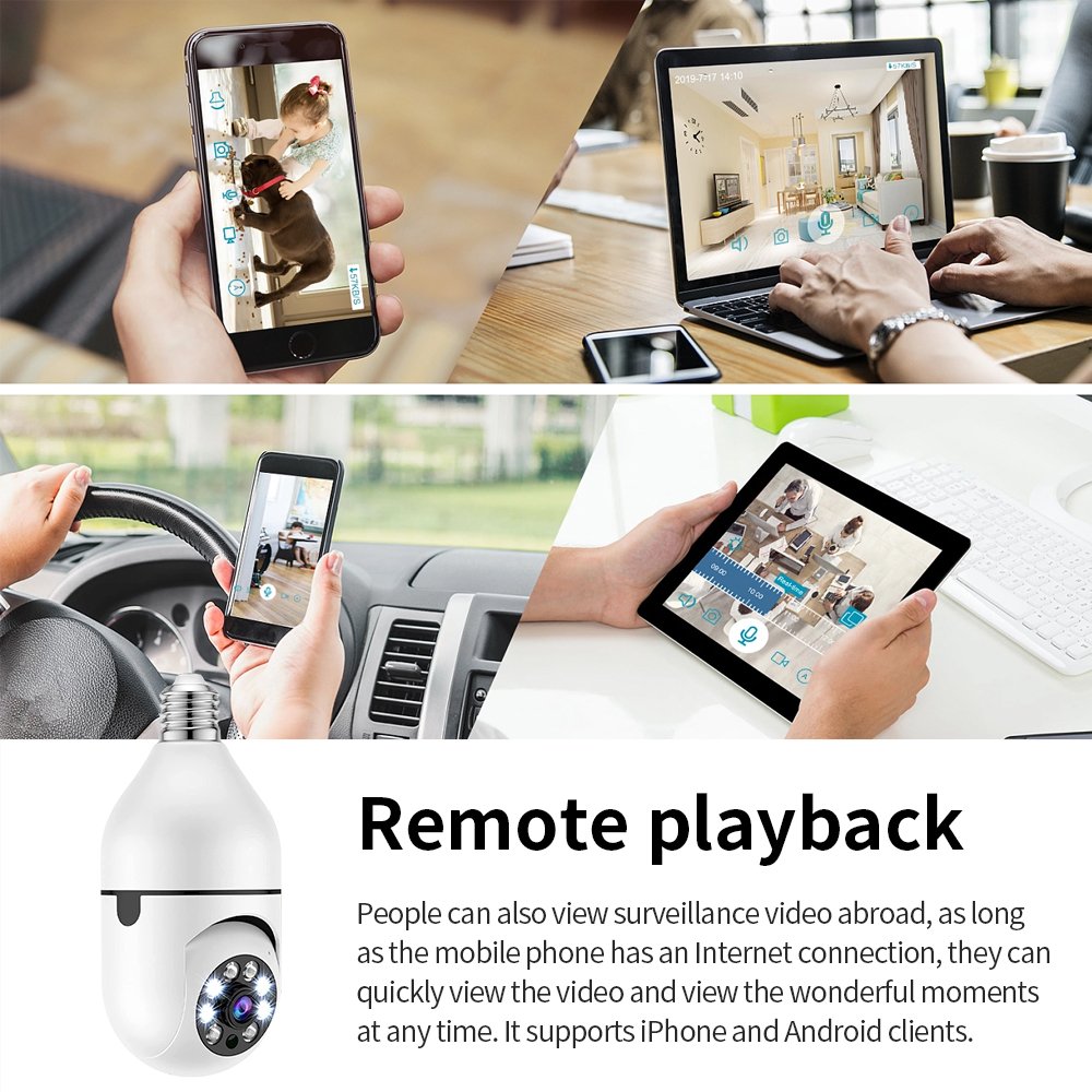 E27 Bulb Lamp Camera 1080P Wifi PTZ Camera IR Night Vision Home Security Network Camera Wifi Outdoor Indoor 1080p 360