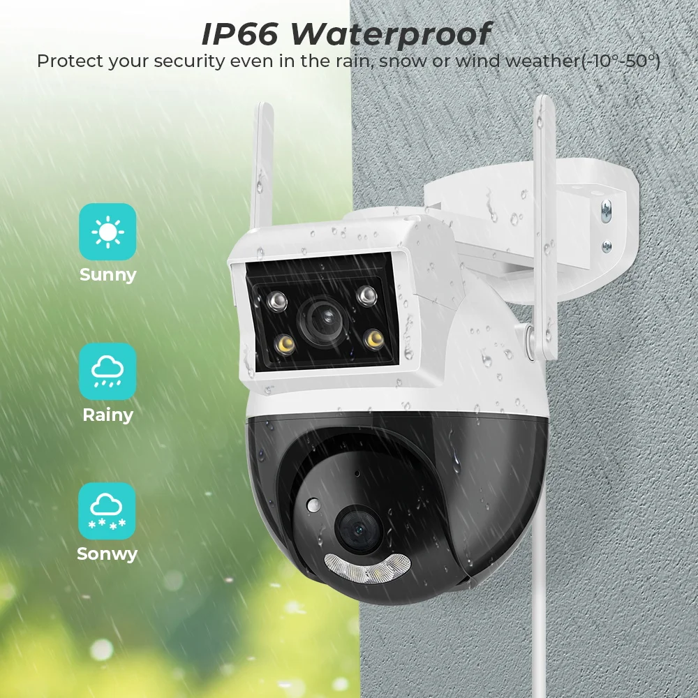 V380 pro dual lens 4G bullet Dome linkage PTZ camera 4mp wifi wireless camera full night vision ip camera with IR night Vision