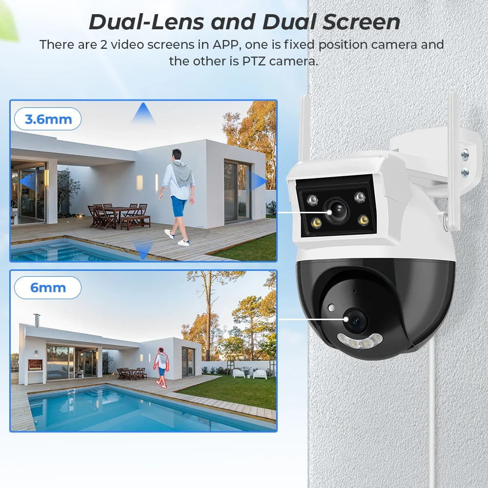V380 pro dual lens 4G bullet Dome linkage PTZ camera 4mp wifi wireless camera full night vision ip camera with IR night Vision