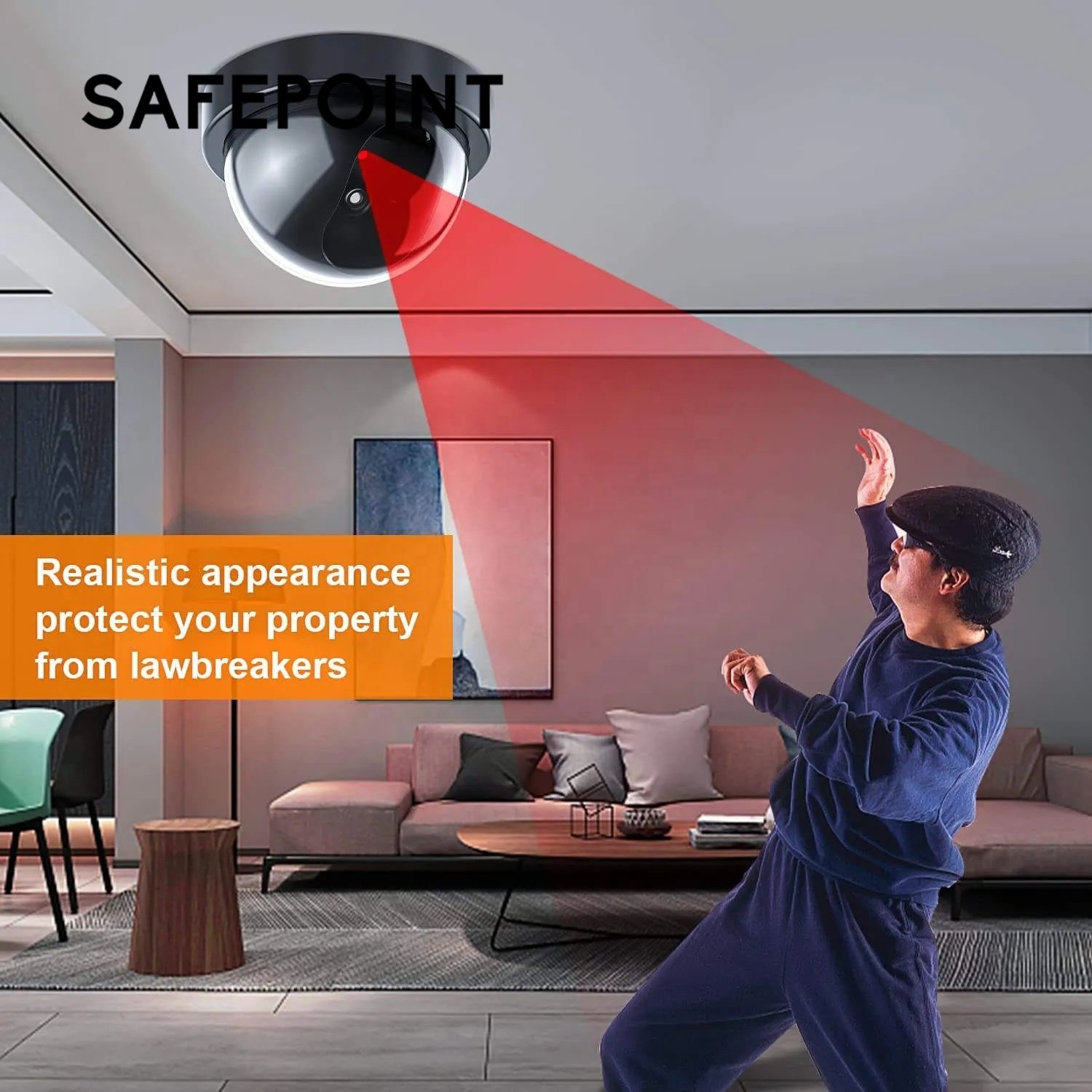 SAFEPOINT HSC006 Indoor IR Infrared LED Blink Flashing Light CCTV Waterproof Simulation Dome Dummy Fake Camera