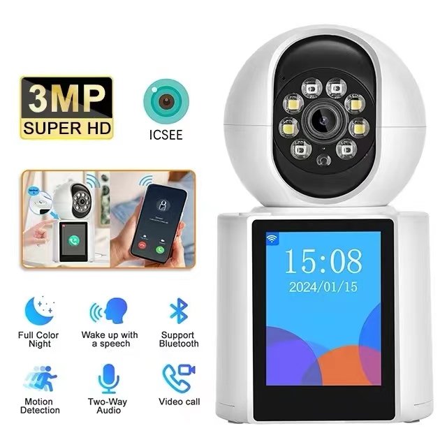 3MP WIFI 2.8inch Screen Baby Monitor with Auto Tracking IP Smart Home Video Intercom Camera CCTV ICSEE Network Camera