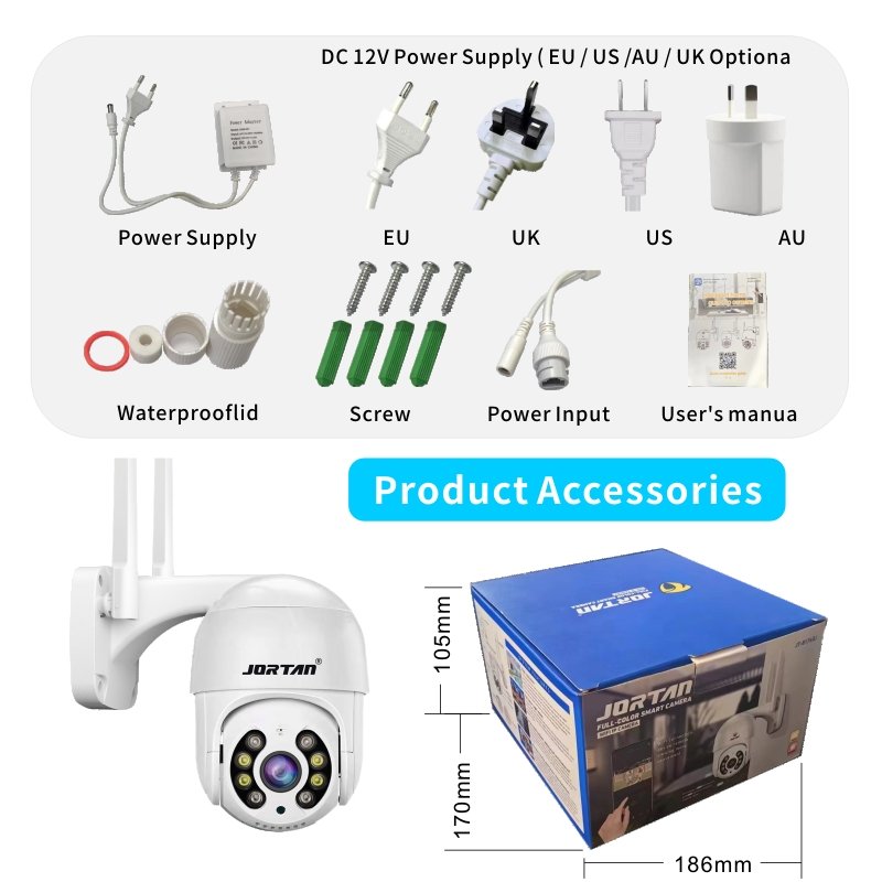 Jortan Full HD 1080p Auto Tracking Wireless Ip Security Speed Ptz Camera Outdoor Human Detection Smart Tuya Cctv Ptz Wifi Camera