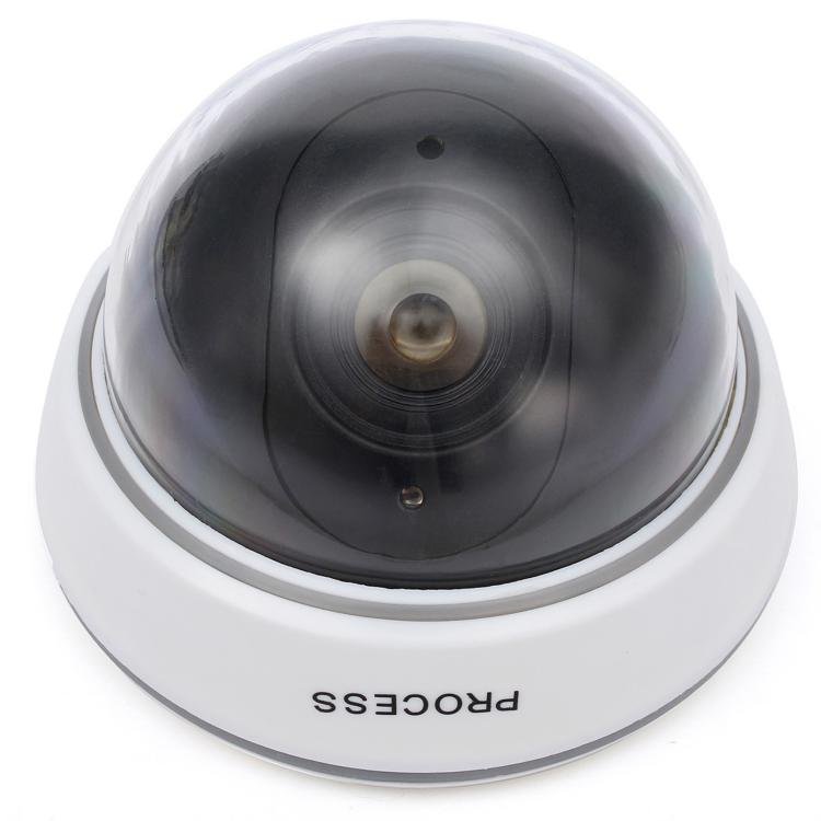 1Pc Simulation Camera Dummy Dome Surveillance Security Camera Flashing Red Light (White)