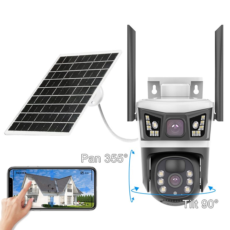 V380 Waterproof Solar Security Camera System Wireless Outdoor HD Wifi Wireless Camera Solar Powered PTZ 4G Solar Camera