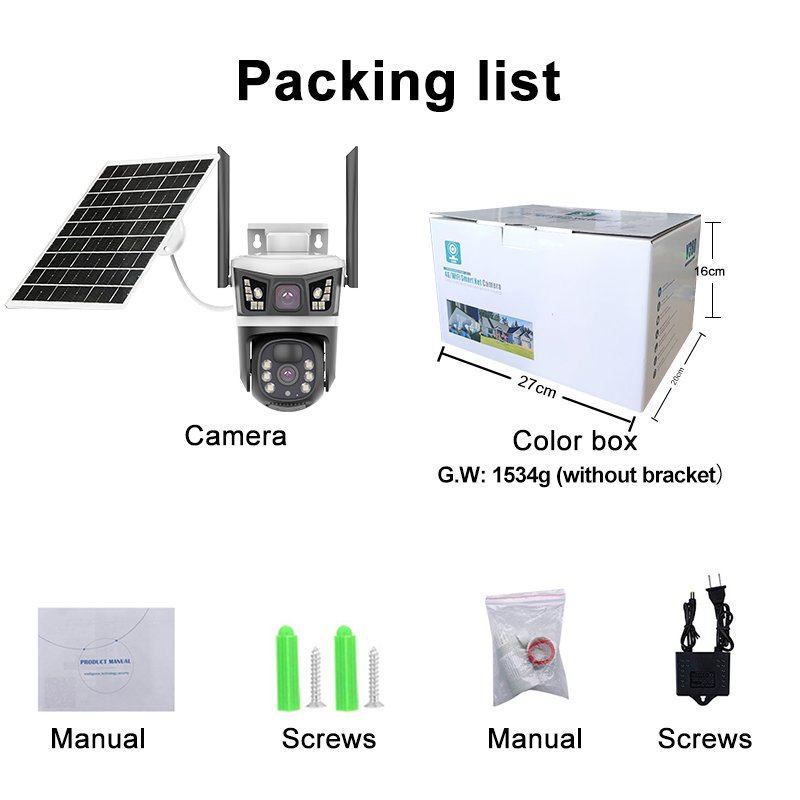 V380 Waterproof Solar Security Camera System Wireless Outdoor HD Wifi Wireless Camera Solar Powered PTZ 4G Solar Camera