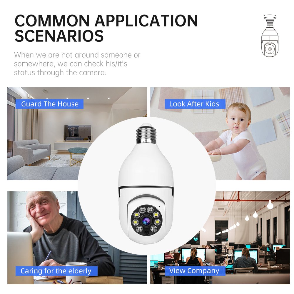 5GHZ 3MP 360 Panoramic Wifi HD night vision ip surveil mini surveillance home security wireless light bulb cctv camera
