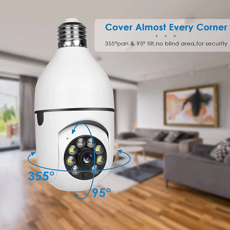 5GHZ 3MP 360 Panoramic Wifi HD night vision ip surveil mini surveillance home security wireless light bulb cctv camera