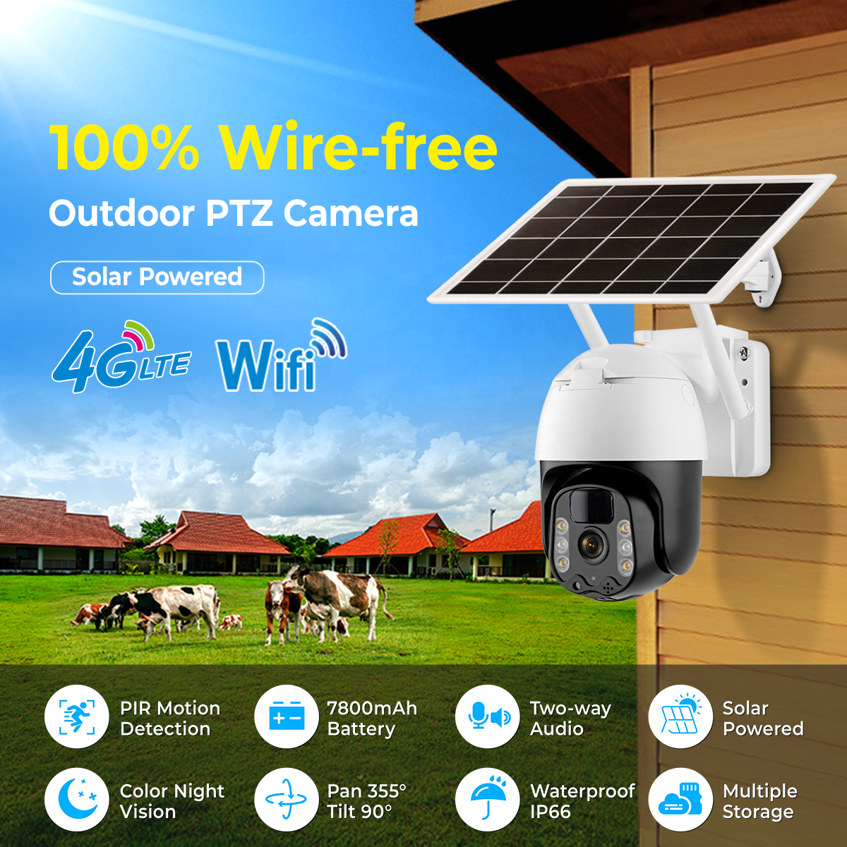 2K 3MP pir human detection low power solar 4G ip network camera outdoor waterproof 12000mAh 4g sim card solar battery ptz camera