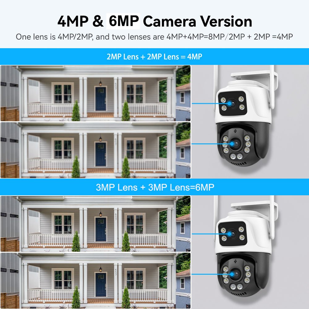 ICsee 6MP Dual Lens Wireless PTZ CCTV Camera Wifi 6MP IP66 supervisory Tracking 6MP 4K ICsee Dual Lens Mini WiFi Network Camera