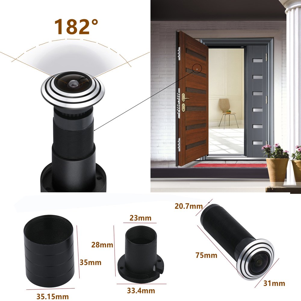 Analog Ahd Door Camera Eye Hole Fisheye 2MP Sensor 1080P ICX673 HQCAM Peephole Fish StarLight 0.001Lux 182 Degrees Surveillance