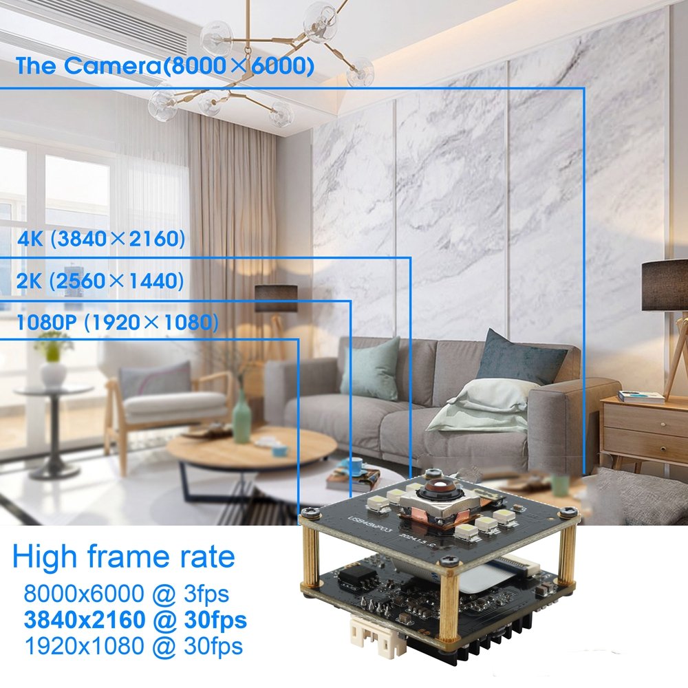 ELP OEM UVC Driver Free 48MP Autofocus HD PC Webcam 8000x6000P 30fps 4K 8K Night Vision Auto Focus Mini Camera With White LED