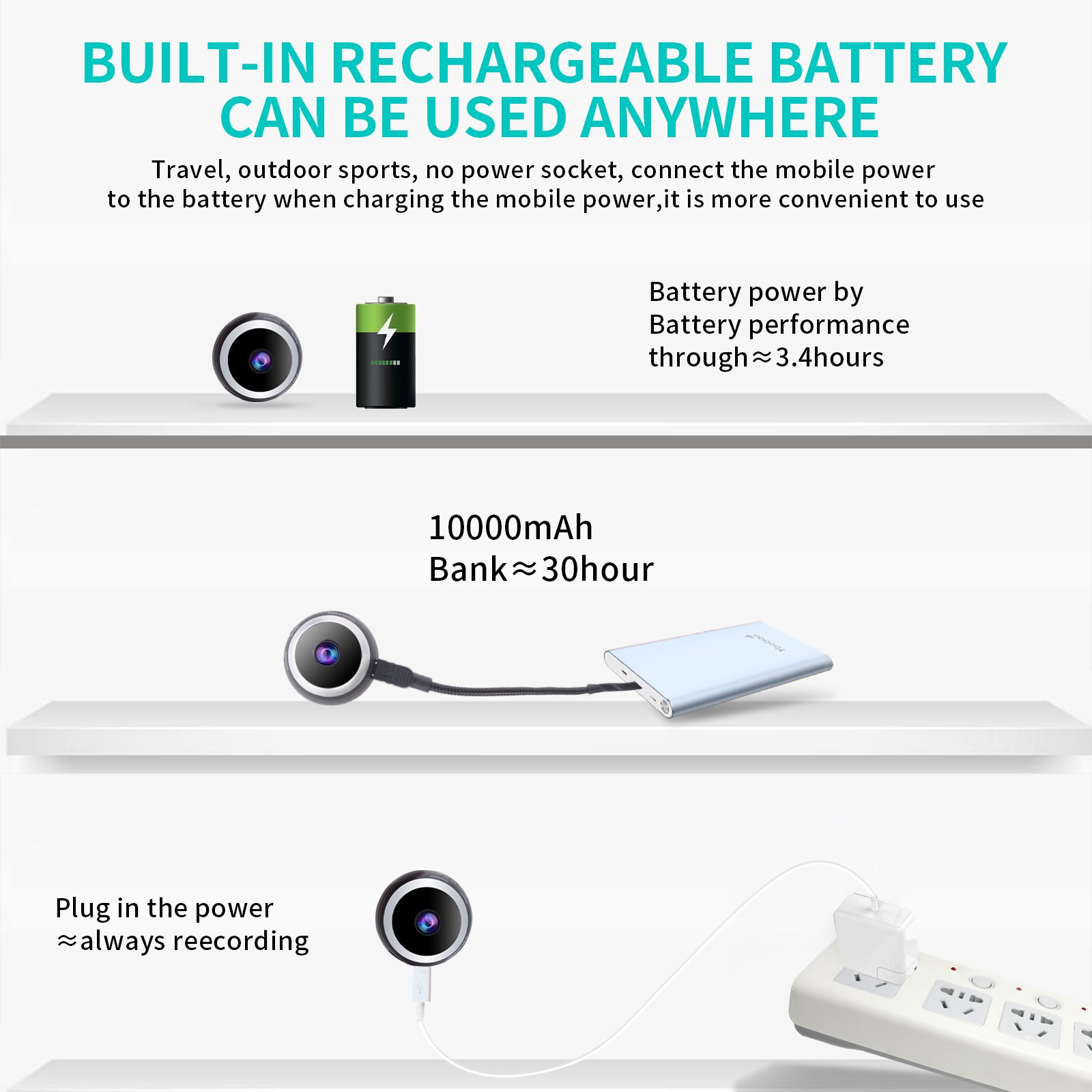 VESAFE CCTV Camera Mini Wireless Camera Wifi 1080P Battery Powered Camera Night Vision Mini Camara