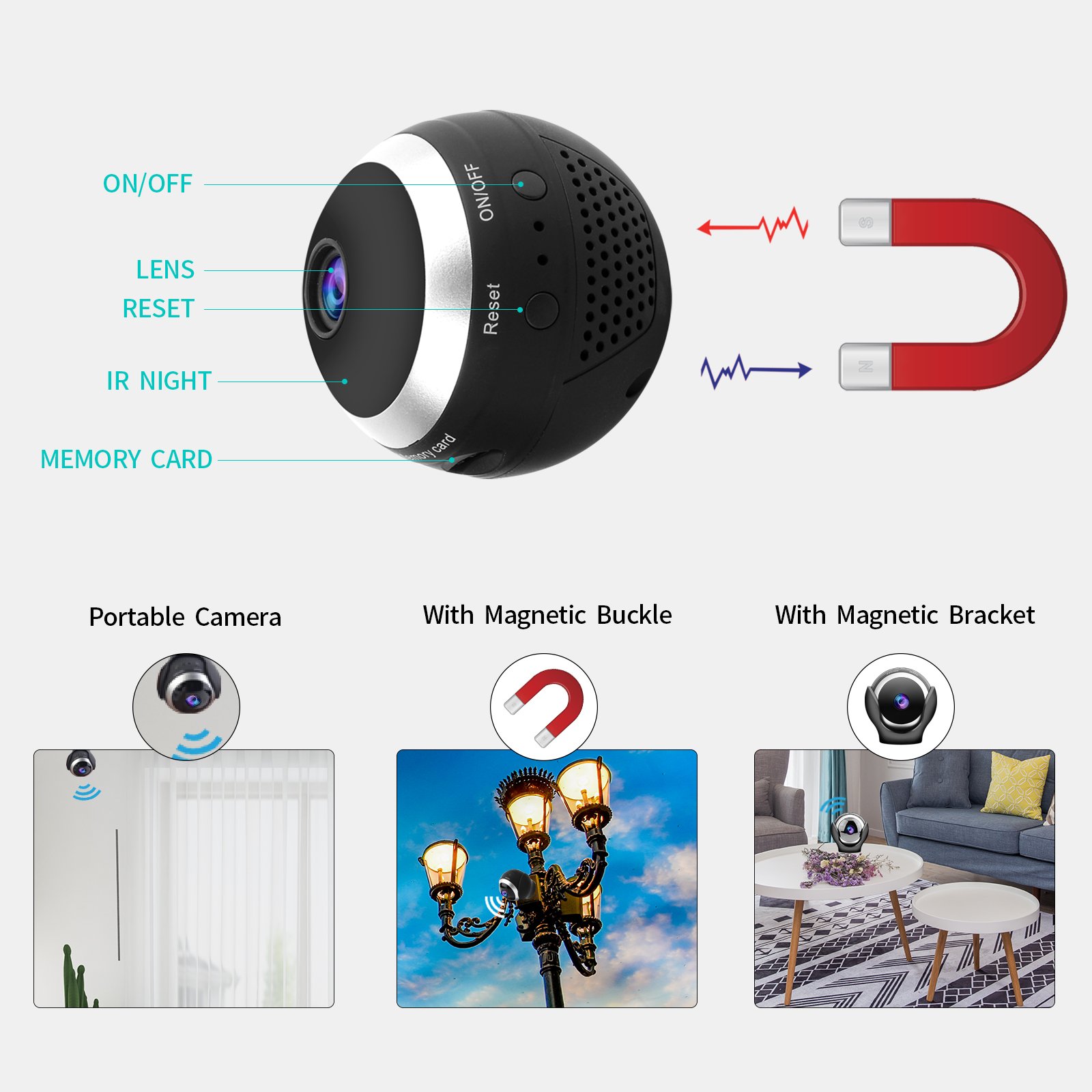VESAFE CCTV Camera Mini Wireless Camera Wifi 1080P Battery Powered Camera Night Vision Mini Camara