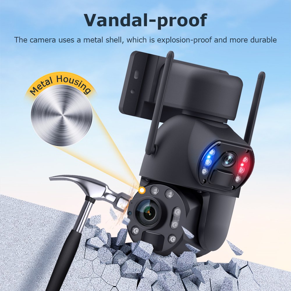 Newest 36X Zoom 3K 6MP Dual lens 4g security Camera Metal Outdoor Solar Camera Wide Dual Pir Security 20X Optical PTZ Camera
