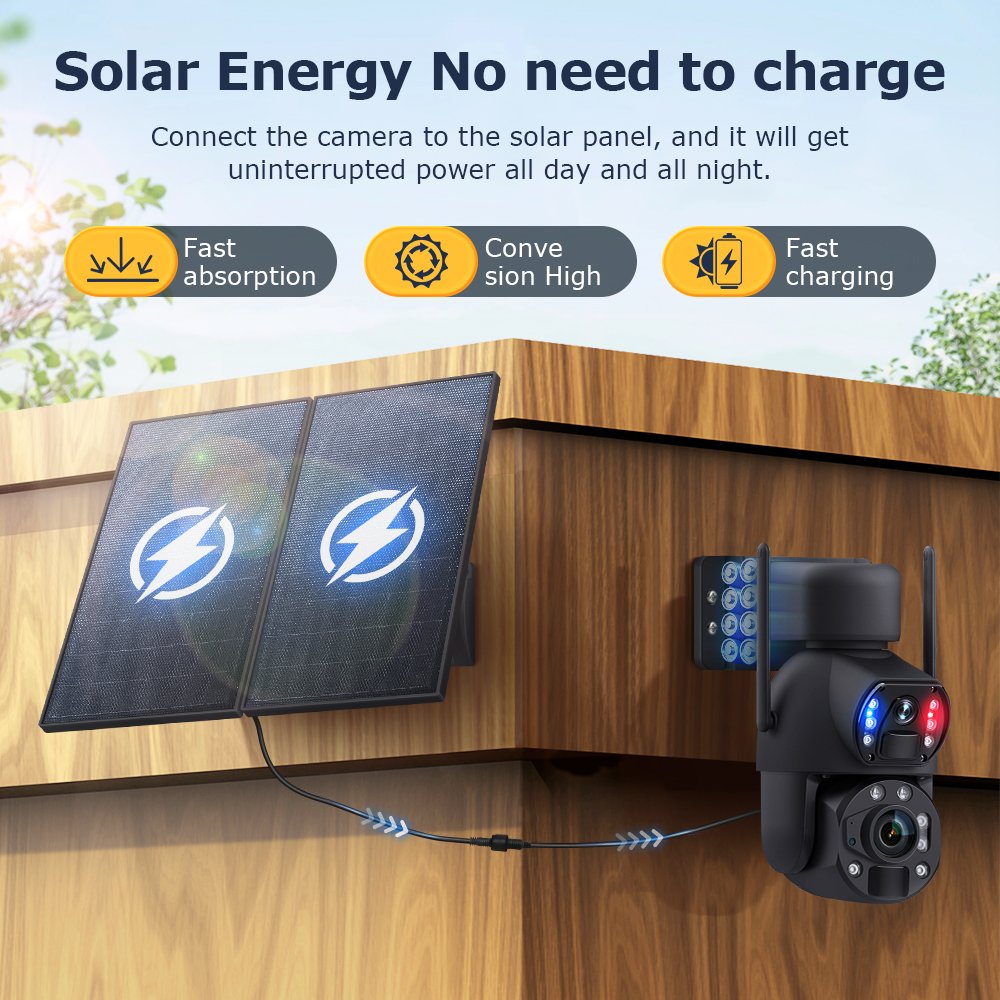 Newest 36X Zoom 3K 6MP Dual lens 4g security Camera Metal Outdoor Solar Camera Wide Dual Pir Security 20X Optical PTZ Camera