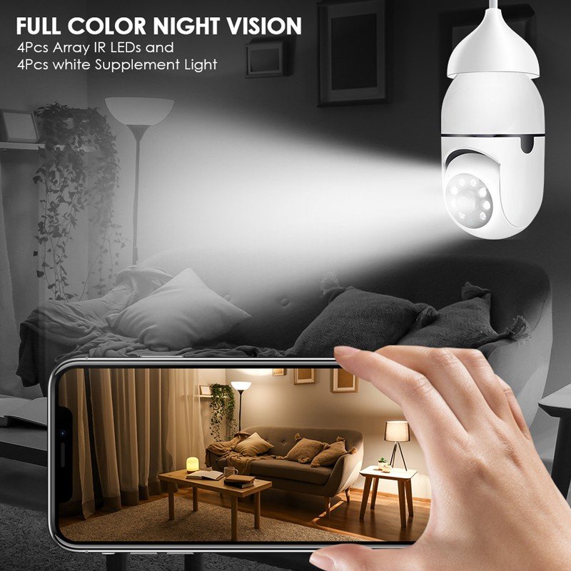 5GHZ 360 Panoramic Wifi HD Night Vision ip Mini Home Security Wireless light bulb PTZ Home Security Cameras