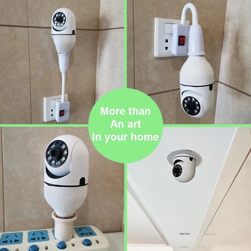 5GHZ 360 Panoramic Wifi HD Night Vision ip Mini Home Security Wireless light bulb PTZ Home Security Cameras