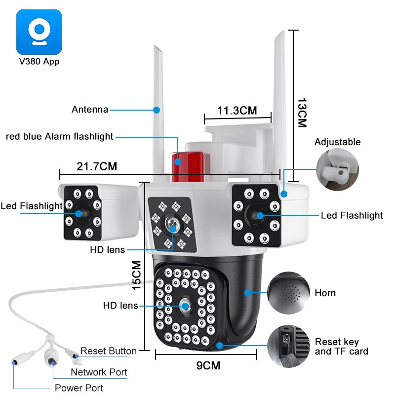 v380 Factory price Outdoor 10X Zoom Cctv WIFI Security Camera System 4MP Camera Ptz Network Camera with Flashlight
